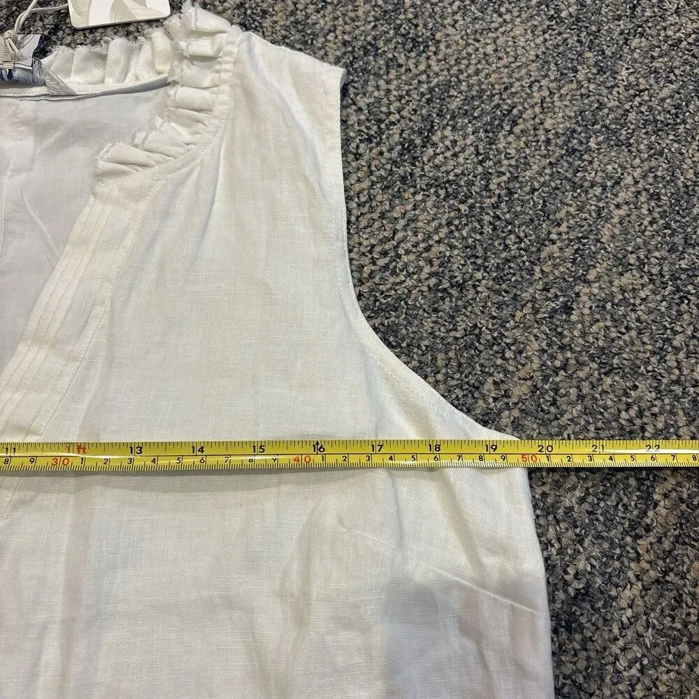 Tommy Bahama Two Palms Double Ruffle Dress Linen In White New Size Medium - Picture 8 of 8